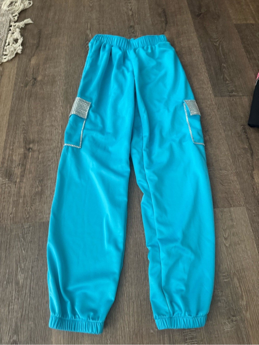 Weissman Turquoise Cargo Jogger Pants with Rhinestone Trim
